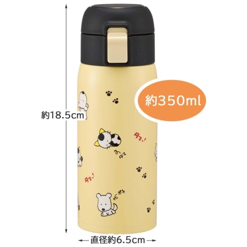 Skater Tama & Friends 350ml Stainless Steel Water Bottle with One-Touch Opening, Double-Sided Vacuum Insulation, Direct Drinking, and One-Touch Openin