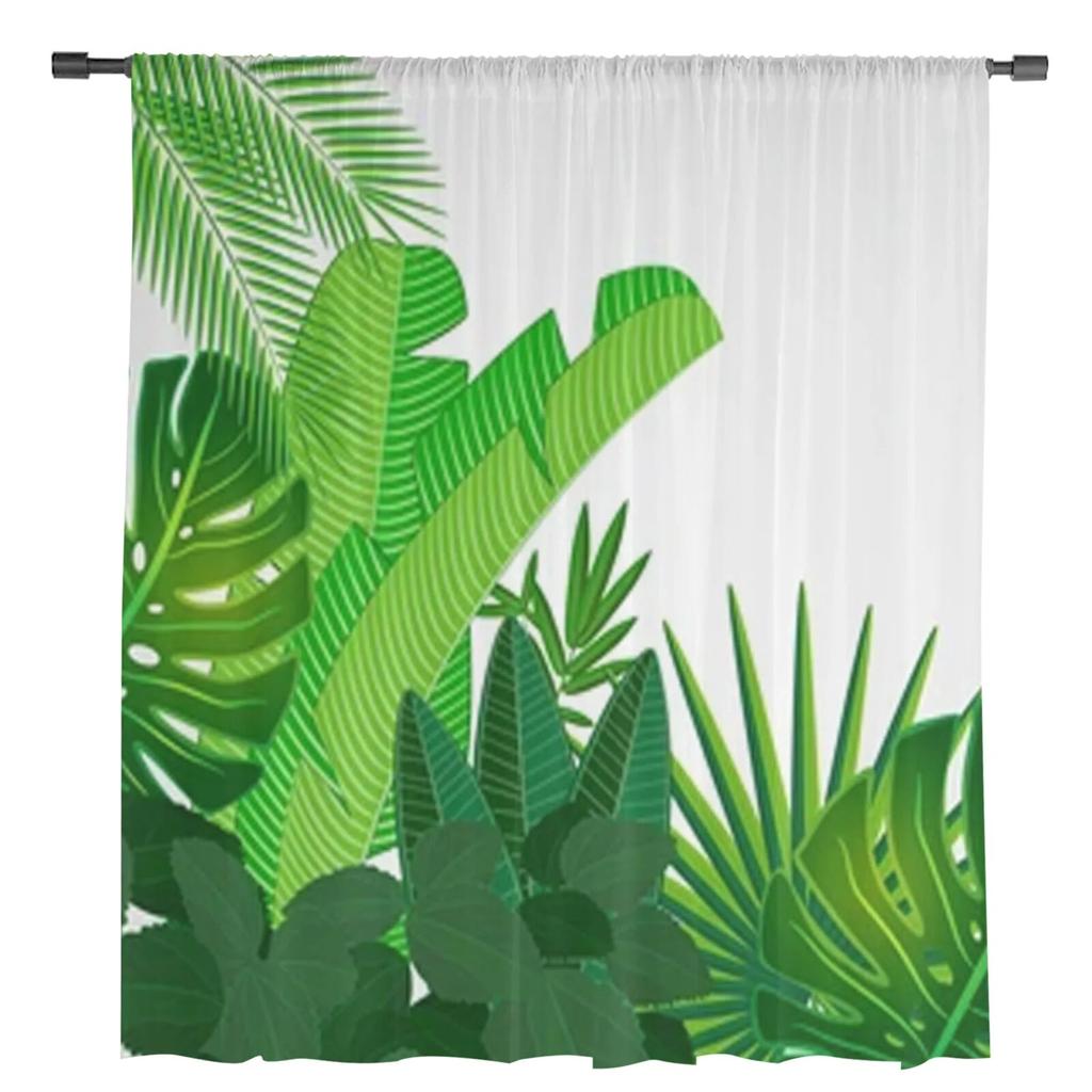 Przezroczyste liście tropikalne zasłony z woalu do sypialni prześwitujące zasłony na okno salonu tiulowe zasłony kuchenne