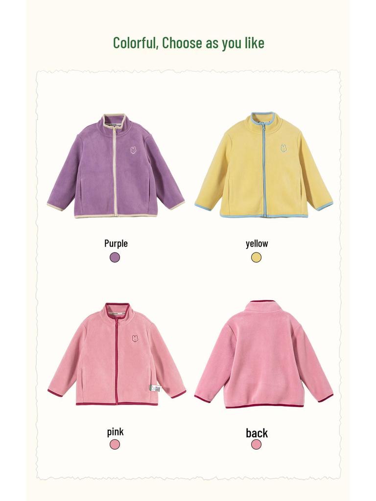 Tongbei Kids' Winter 2025 Girls' Fleece Jacket – Cute, Warm, Versatile Zip-up Top