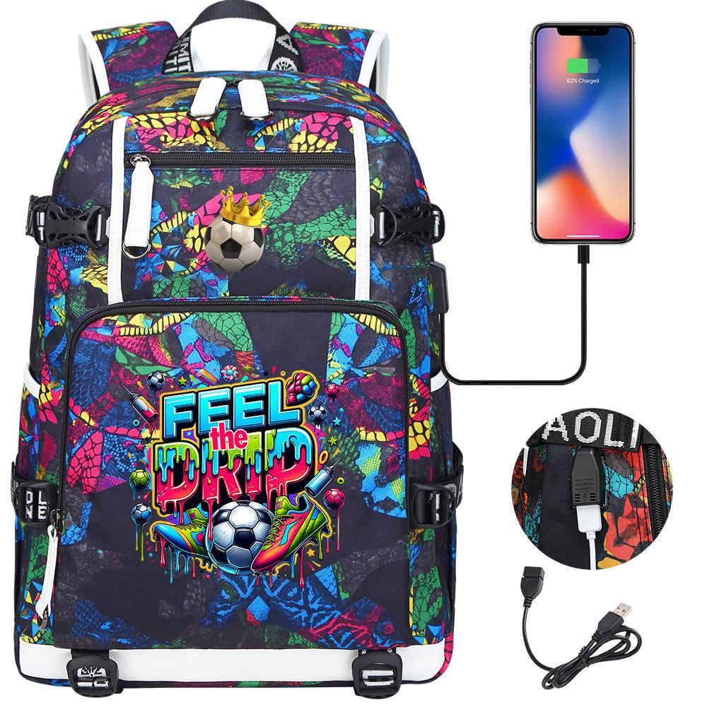 2026 Sports Soccer USB Large Capacity Backpack for Middle High School Students Travel Unisex