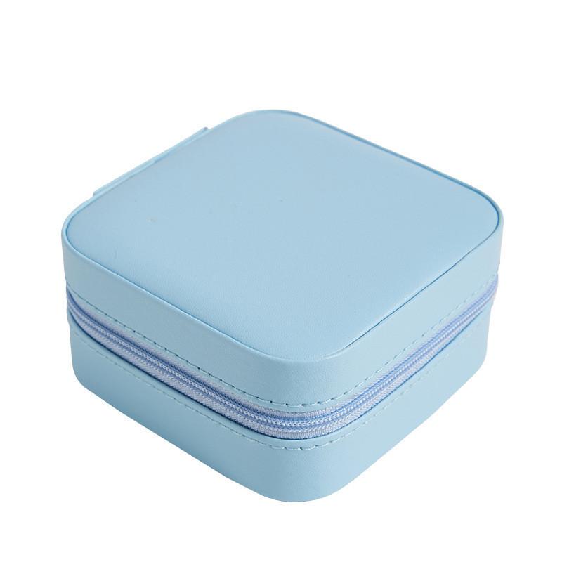 Caja de Joyería Clásica de Cuero Con Espejo Para Guardar Pendientes y Anillos