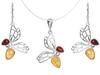 Set of Women' Silver Bee Jewelry with Amber Bee 925