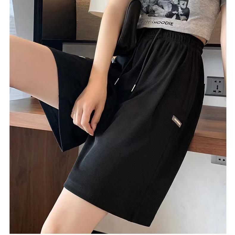

Summer Hong Kong Fan five-point shorts women s pit strips casual outer wear sports women s pants loose straight shorts high waist m (recommended 40-52.5kg ) чёрный