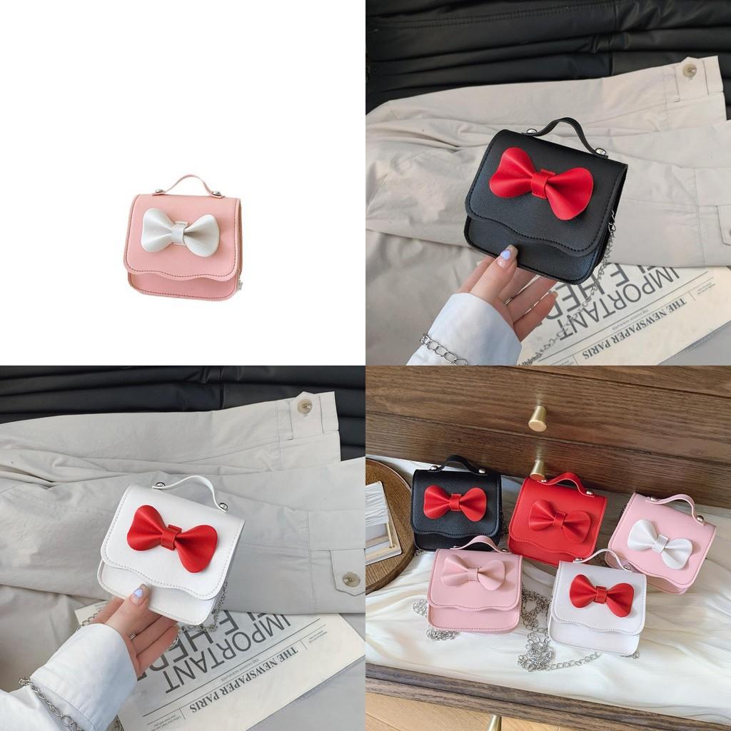 Small Princess Fashion Butterfly Bow Girl Mini Crossbody Bag With Pu Material For Toddler Daily Use