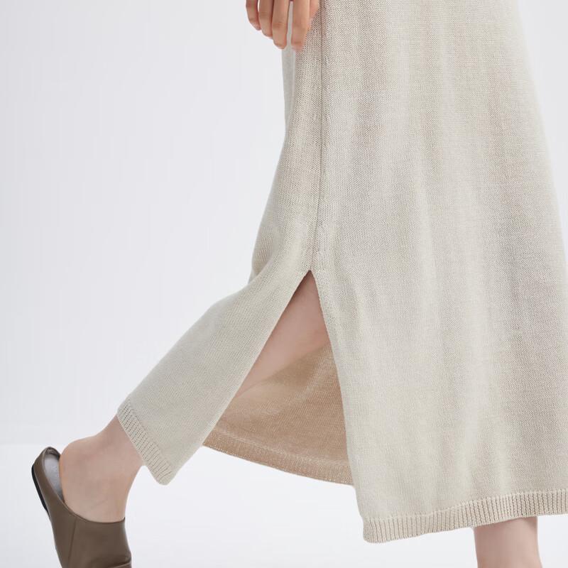 Sancai Minimalist V-Neck Slit Vest Midi Dress