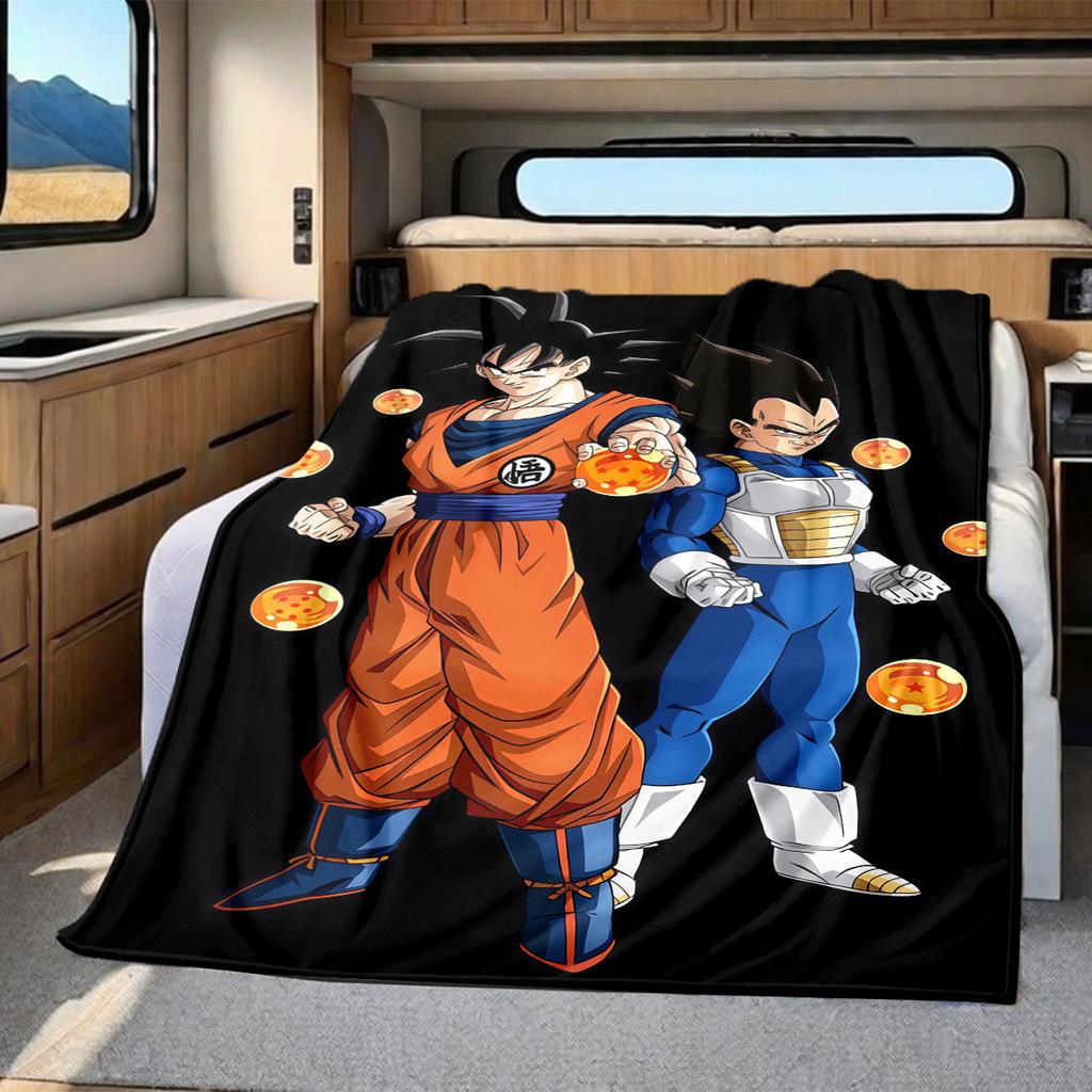 1 pièce Couverture en Flanelle avec Impression Son Goku, Haute qualité Toutes Saisons, Décoration de Maison, Chaleur et Confort, Parfait pour les Cadeaux de Noël