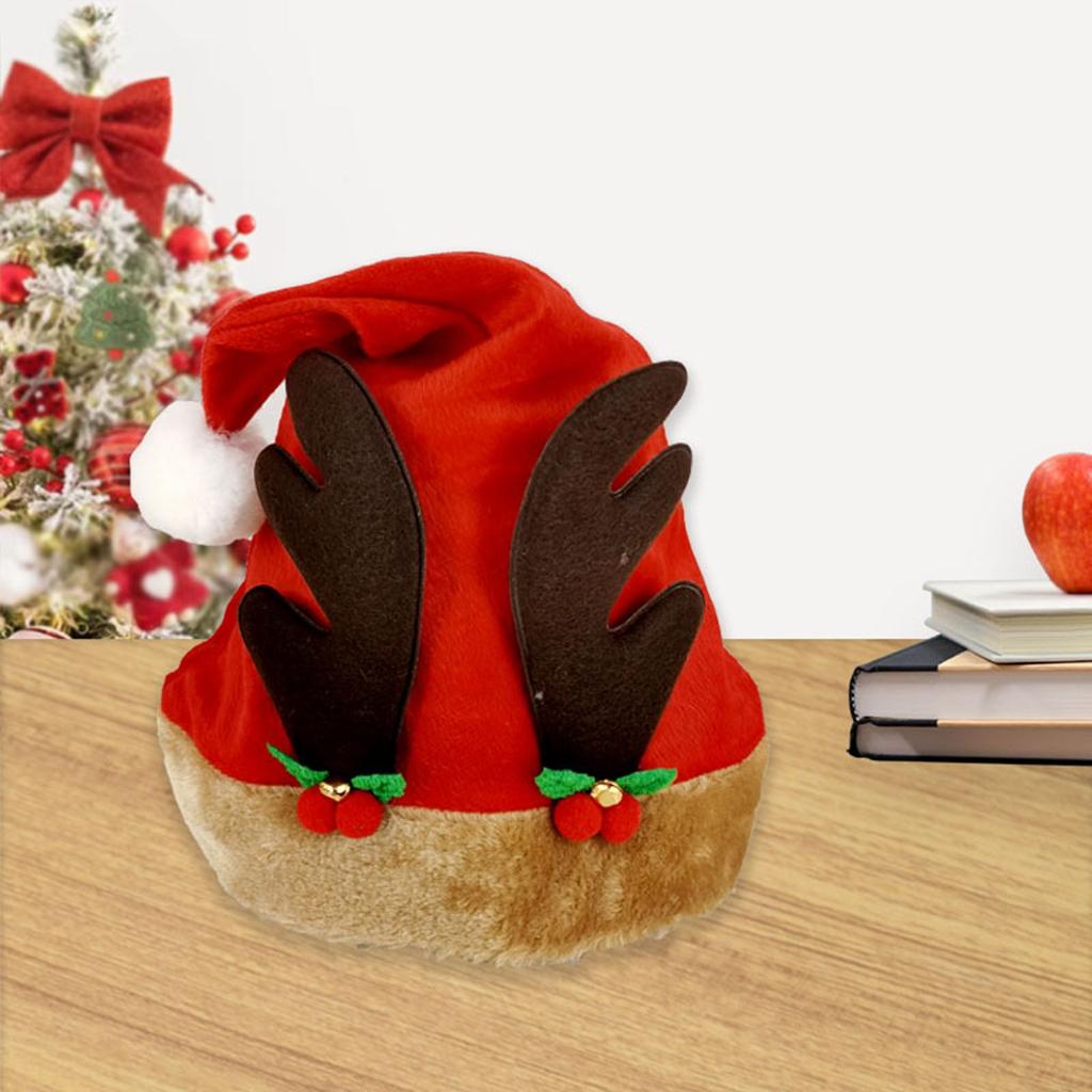 Single-layer Bright Velvet Gold-stamped Snowflake, Star And Moon Christmas Hat