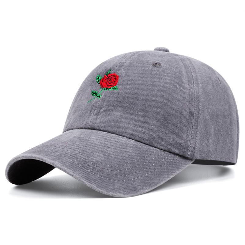 Rose Flower Embroidered Baseball Hat for Men and Women, Outdoor Sun Protection Peaked Cap, Casual and Versatile Style