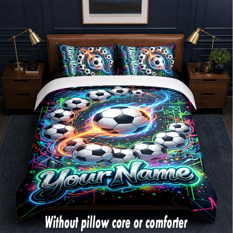 Neon Theme Custom Text Or Name 3Pcs Bedding Set,1 Flat Sheet & 2 Pillowcases Personalized Home Bedding
