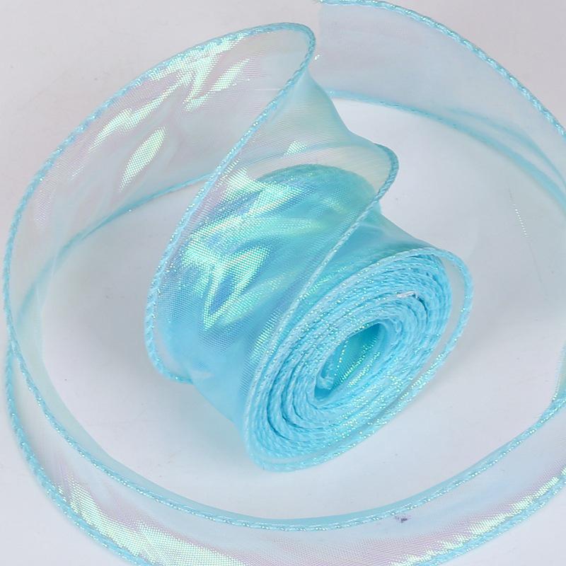 Iridescent 4cm Colorful Fishtail Yarn Ribbon for DIY Flower Gift Box Packaging