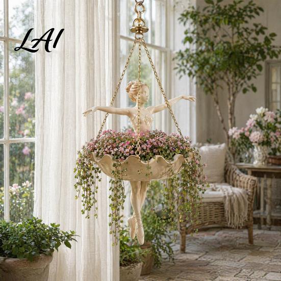 Hanging Planter Ballet Dancer Planter Decorative Flower Pot for Indoor Outdoor Garden Cute Space-saving Plant Hanger Succulents Spider Plant,