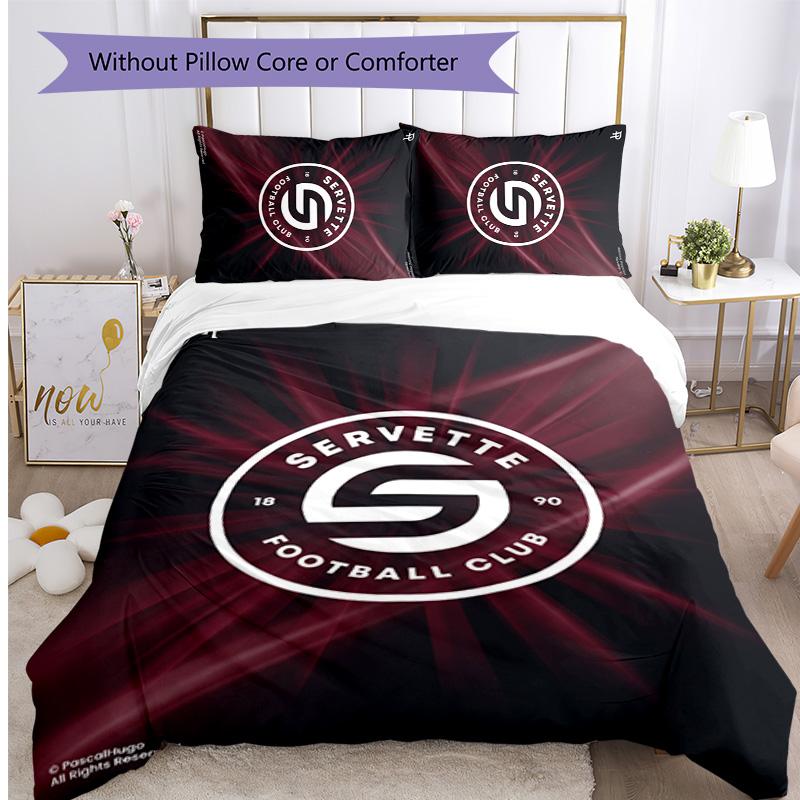 Set Biancheria da Letto 3 Pezzi Stampato Servette FC Traspirante Copripiumino con Federe Biancheria da Letto Decorativa per Camera da Letto Casa