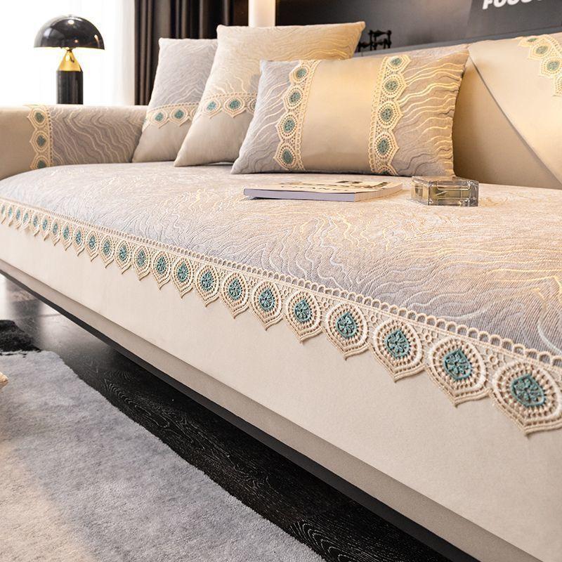 Chenille Sofa Cushion All-Season Universal Seat Cushion Non-Slip Simple and Light Luxury Cushion Affordable Luxury Style Sofa Cover