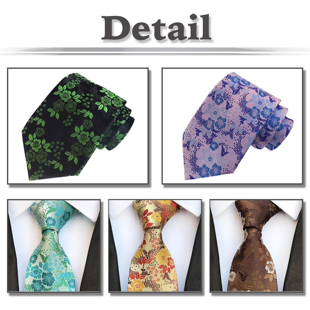 WHITE FANG Necktie, Floral Pattern, Solid Color, Suitable for Suits, Business, Casual, Stylish, Washable, Men's NC018 (09: Purple 283)