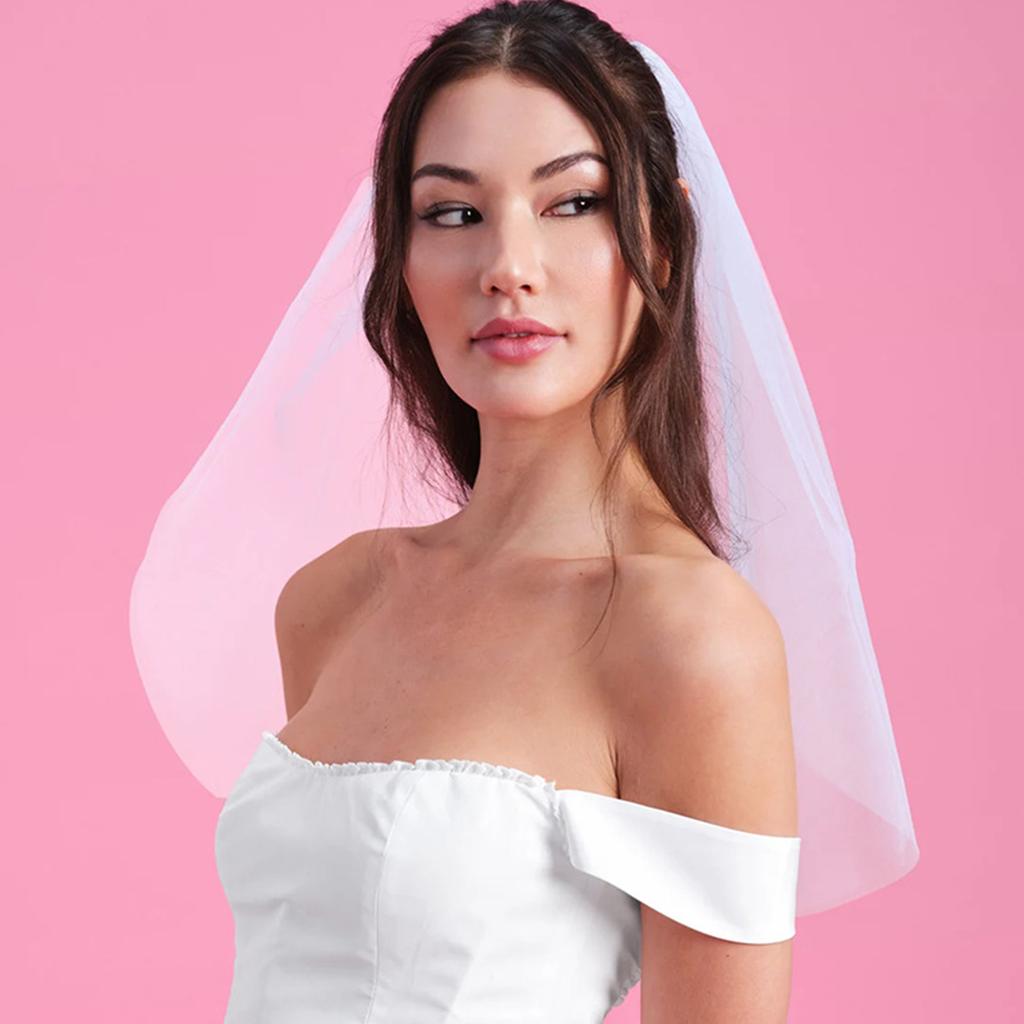 White Letter Headpiece Head Veil with Comb Perfect for Wedding Celebrations Beach Shower Party Bridesmaids Veil