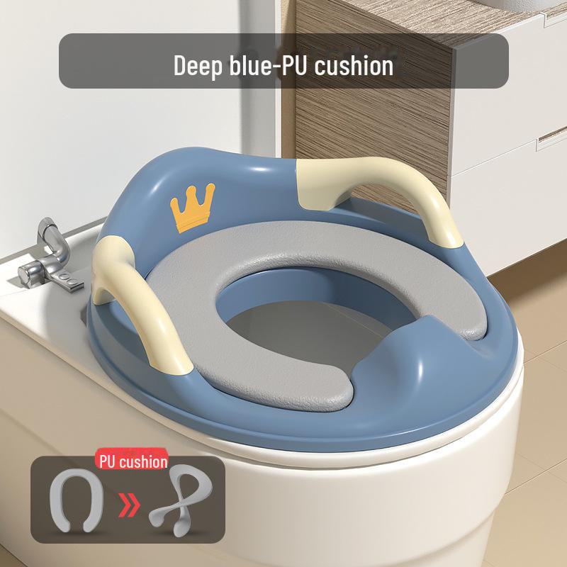 Детское сиденье для унитаза Crown Anti-Slip с защитой от брызг и ручками PU синий