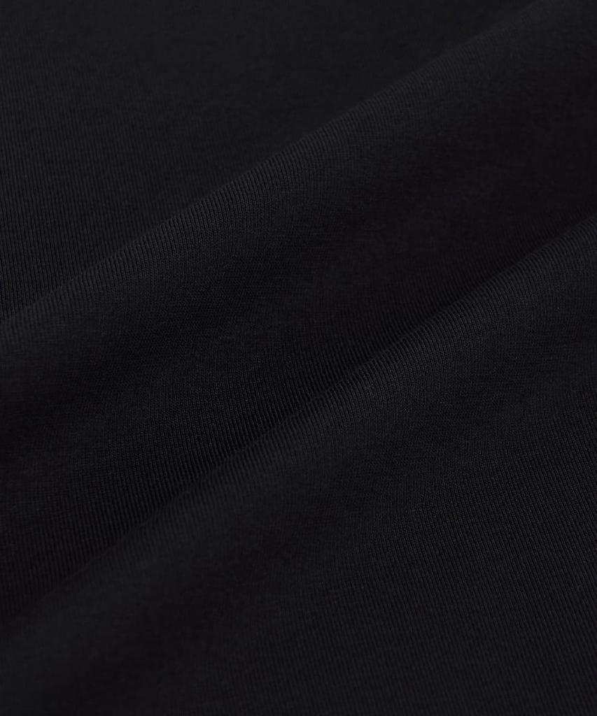 Emelbi Sportive Cursive Back Letter Short Sleeve T-Shirt Ny (Black)