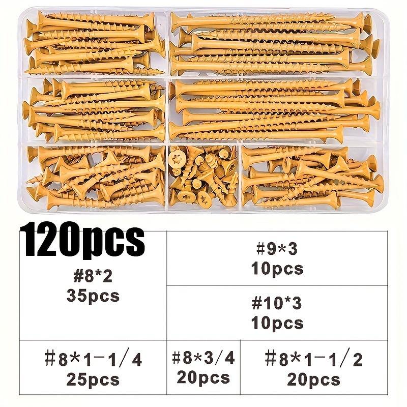 100/120/200Pcs Star Flat Head Rust Resistant Wood Fasteners Repair Tools Coarse Thread Deck Self Drilling Screws