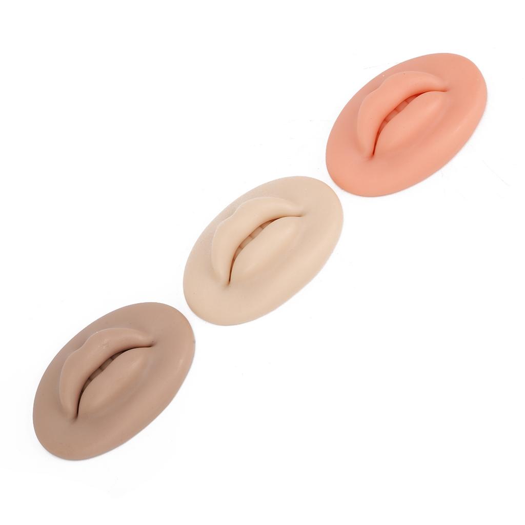 3 Pcs 3D Silicone Lips Elastic Semi Permanent Soft Real Skin Touch Feeling Fake Lips Tattoo Practice Lips