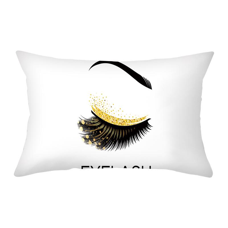 Peach Skin Waist Pillowcase Eyelash Print Cushion Cover Sofa Office Cushion Cover