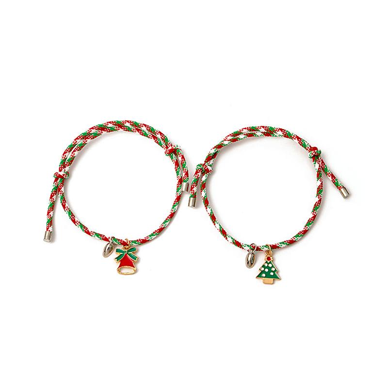 Christmas Magnetic Couple Colorful Christmas Bracelet Adjustable Creative Hand Rope Bell Ornament Female