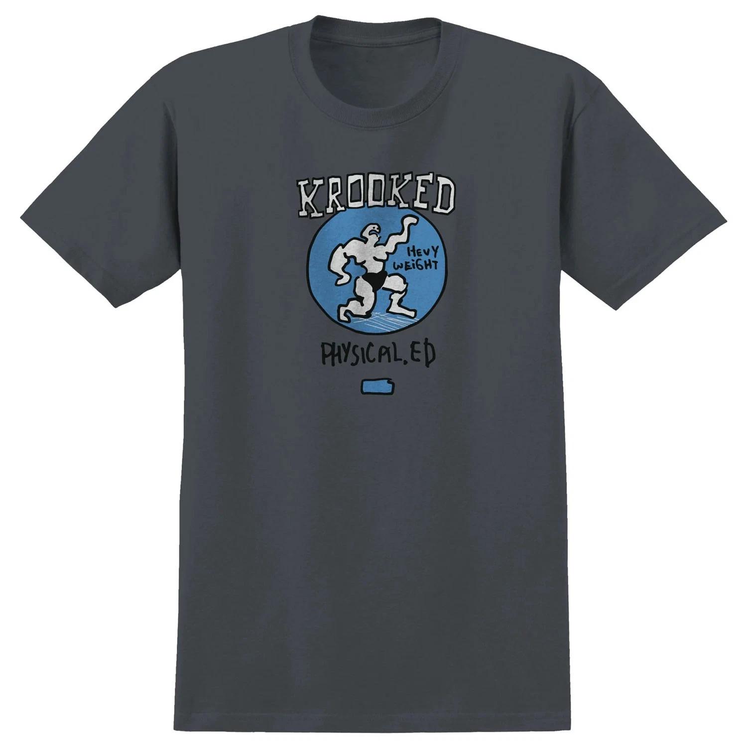 Krooked Skateboards Shirt Physical Ed Charcoal S