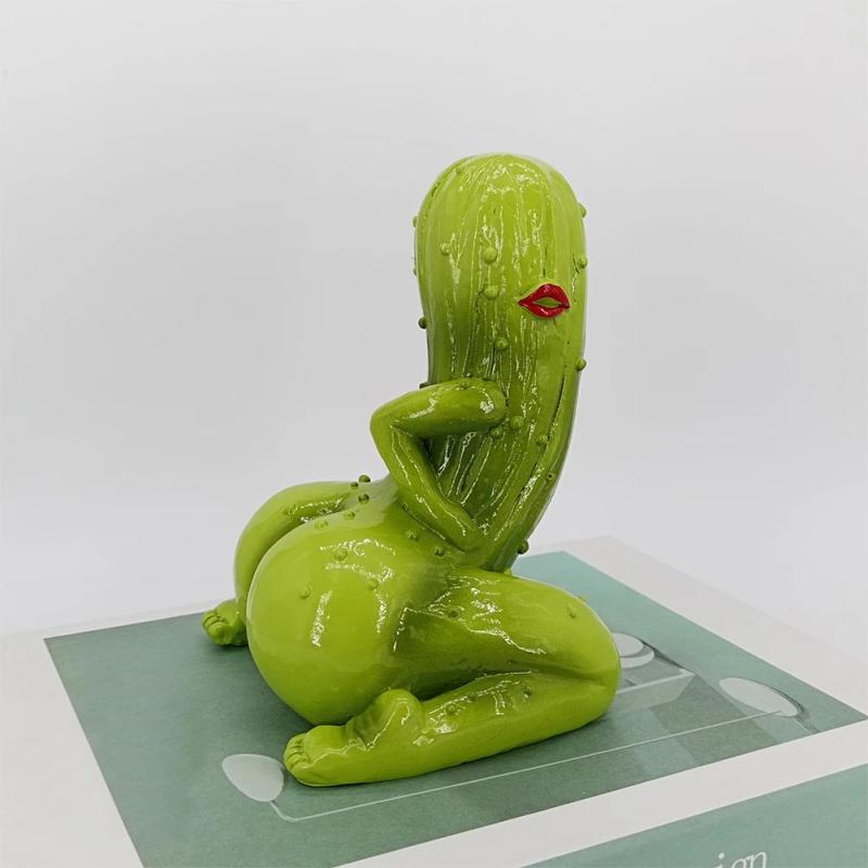 Pickled Cucumber Crafts Ornament With Funny Pose Resin Home Table Decor Funny Pickled Cucumber Figurine Gag Gifts For Friends