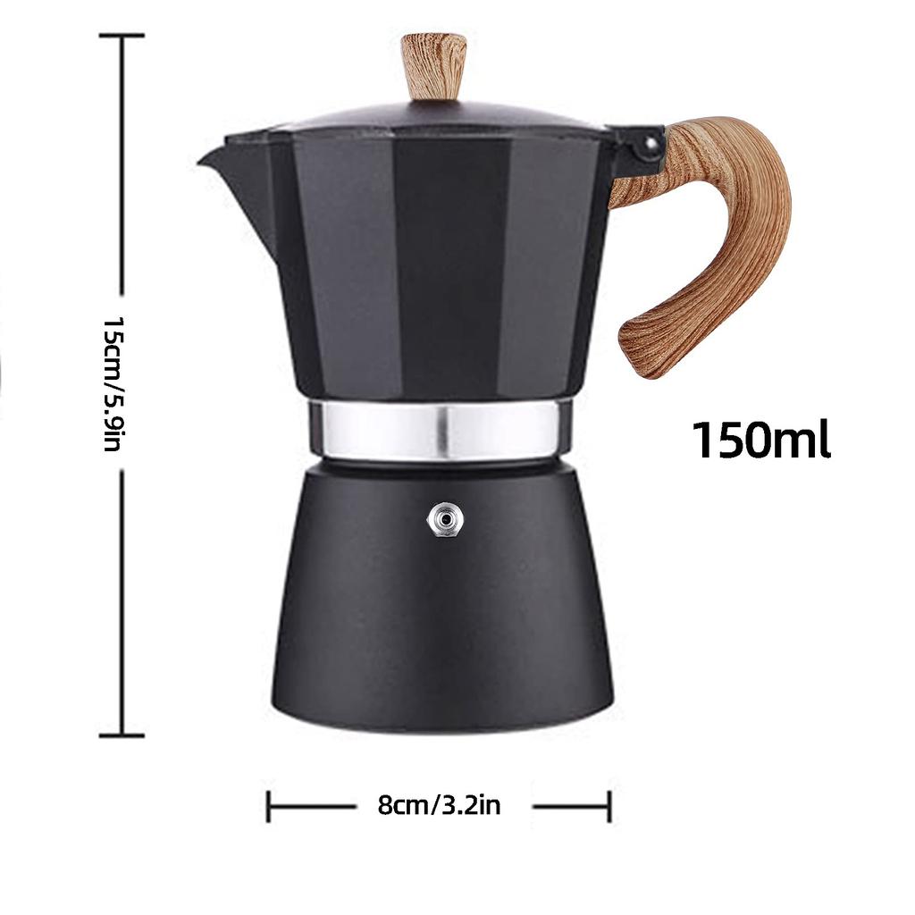 Leeseph Moka-Kanne, italienische Kaffeekanne, 150 ml, Espressokocher für den Herd, manuelle kubanische Kaffeemaschine für den Herd zum Campen