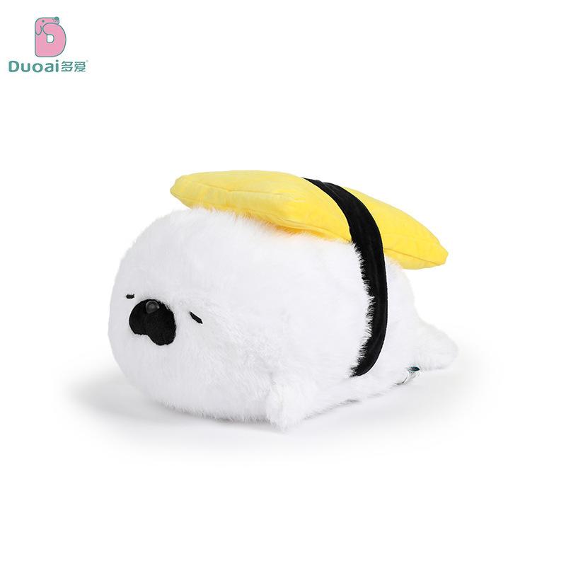 Cute Cartoon Sushi Seal Plush Toy with Hanging Loop, Soft Otter Stuffed Animal Pillow Doll Birthday Gift