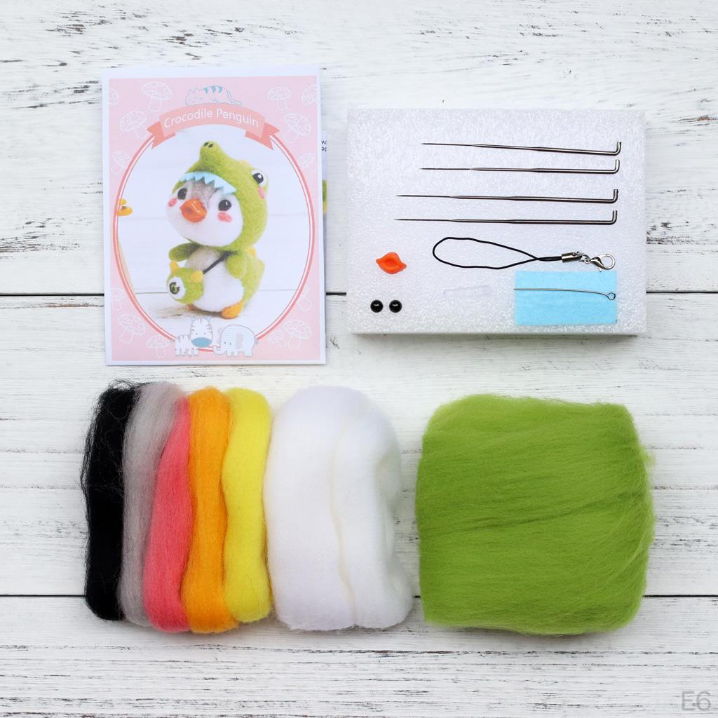 Animal Penguin Felting for Dry Felting, Wool with Tool Starter Christmas Doll