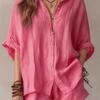 Women Summer Two Piece Outfit Casual Short Sleeve Button Down Shirt And Shorts Casual Lounge Sets with Pockets