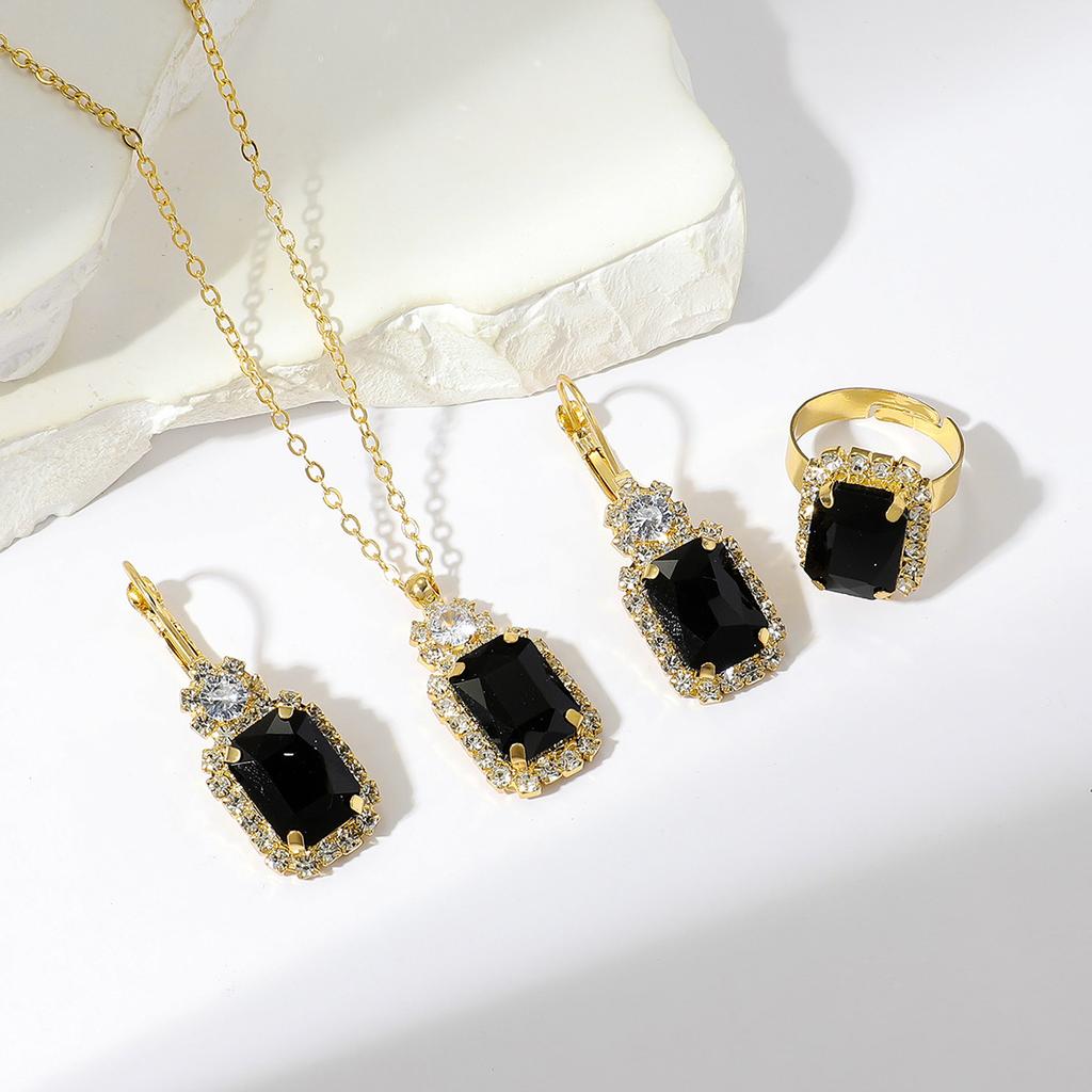 Conjunto de Colar e Brincos de Diamante de Luxo Acessórios para Festa Vestido de Casamento Jantar Corrente de Colar e Brincos de Strass da Moda para Meninas