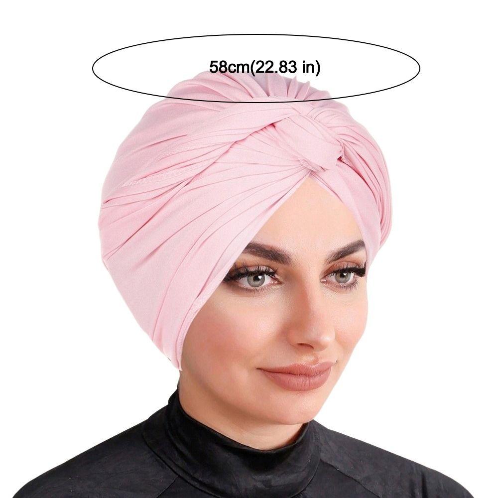 Fashion Vintage Hijab Caps Elastic Soft Polyester Twist Knot Turban Hat Breathable Wrap Style Cancer Chemo Hat Hair Loss