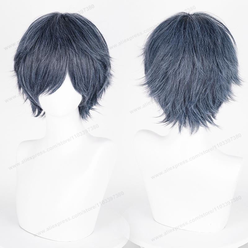 Anime 30cm Short Straight Cosplay Wig Black White Green Brown Purple Blue Gray Red Gold Man Women Heat Resistant Synthetic Hair