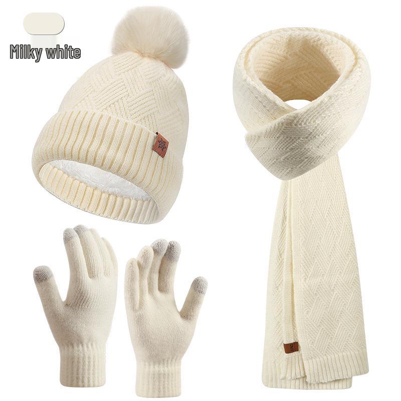 Women's Winter Knit Hat, Scarf, and Gloves Set - Double Layer Fleece Lined for Warmth