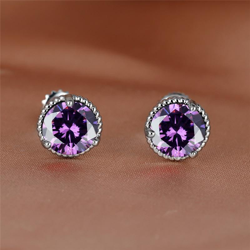 Vintage Screw Back Earrings for Women Men Gold Color Multicolor Zircon Green Blue Black Purple Crystal Wedding Stud Earrings CZ