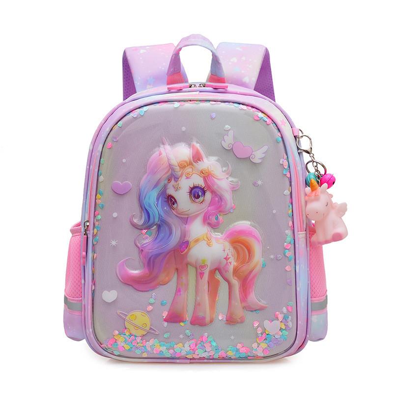 

Elsa Unicorn 3d Hard Shell Kids Backpack With Breathable Straps For School Pony Purple,33cm