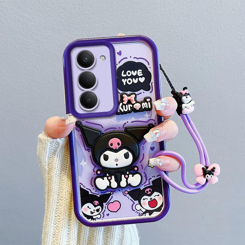 KEYSION Shockproof Case for OPPO A5 5G with Lanyard Soft Silicone Cute 3D Cartoon Doll Phone Back Cover for OPPO A5 2025