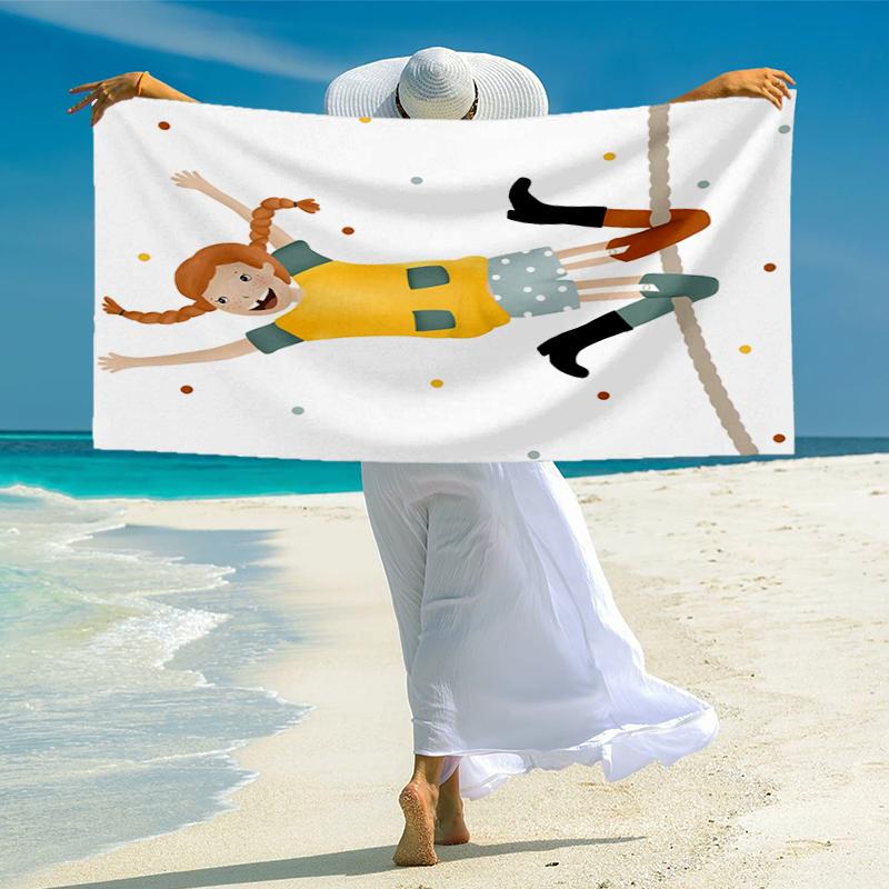 Pippi Longstocking Fashion Beach Towel: Ideal for Summer Adventures Soft, absorbent and quick drying suitable for swimming and bathing