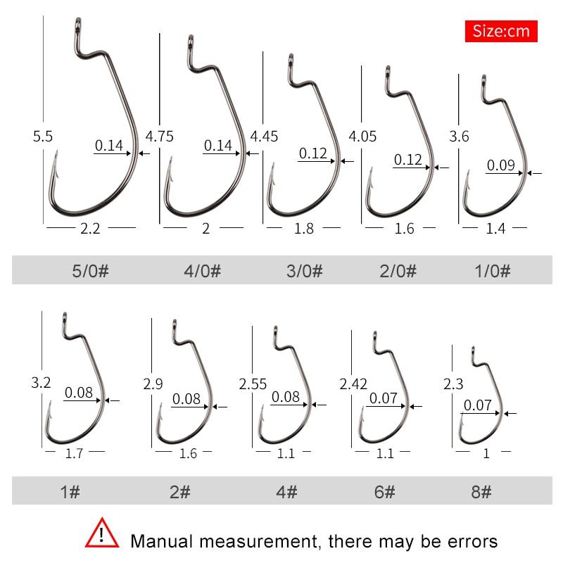 50pcslot Soft Worm Fishing Meredith Hooks High Carbon Steel Wide Super Lock Fishhooks Lure Softjerk Hooks 850 Fishing Tackle