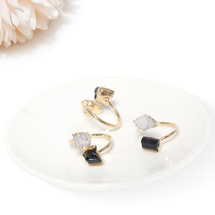 Stylish Irregular Druzy Stone Rings Open Finger Rings Adjustable Rings Ornament