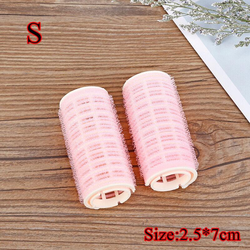 

2 шт./компл. бигуди для волос без нагрева, бигуди для волос с самозахватом, без нагрева, бигуди для ленивой челки ~ S розовый