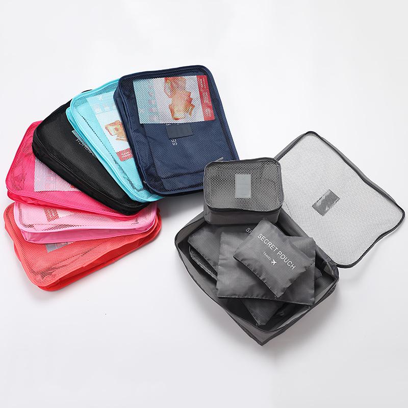 Travel Clothes Storage Bags - 6Pcs Portable Luggage Organizer Packing Cubes with Shoe Pouch for Suitcase