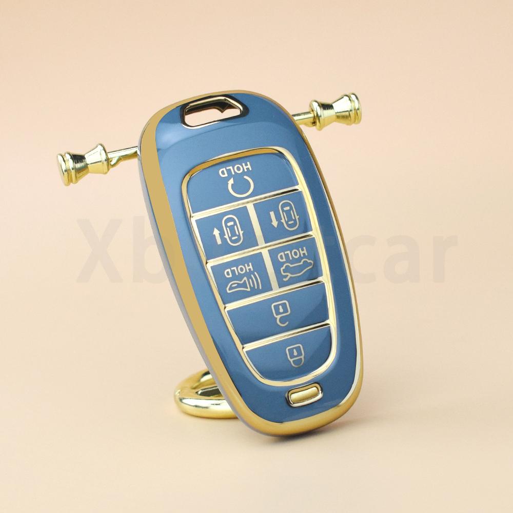 7 Buttons Tpu Car Key Case Cover Shell Fob Holder For Hyundai Solaris Sonata Hybrid Nexo Nx4 New Grand Santa Fe Tucson
