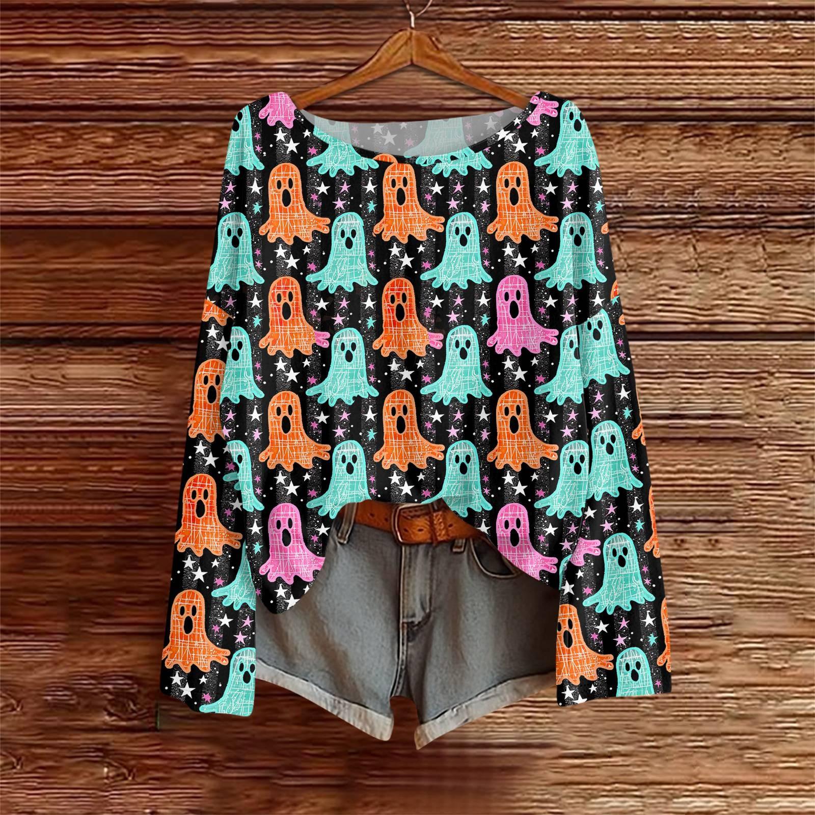 

Рубашки с длинным рукавом для женщин, футболки с принтом, блузки, повседневные базовые топы больших размеров, пуловеры M циан