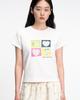 THEMUSEUMVISITOR W Flower Block Graphic T-Shirt (White)