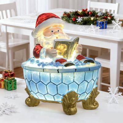 Weihnachten Weihnachtsmann Badeschaum Lampe Niedlicher Weihnachtsmann liest ein Buch Badewannenlampe USB Nachtlicht für Badezimmer Zuhause Büro Schreibtisch Deko