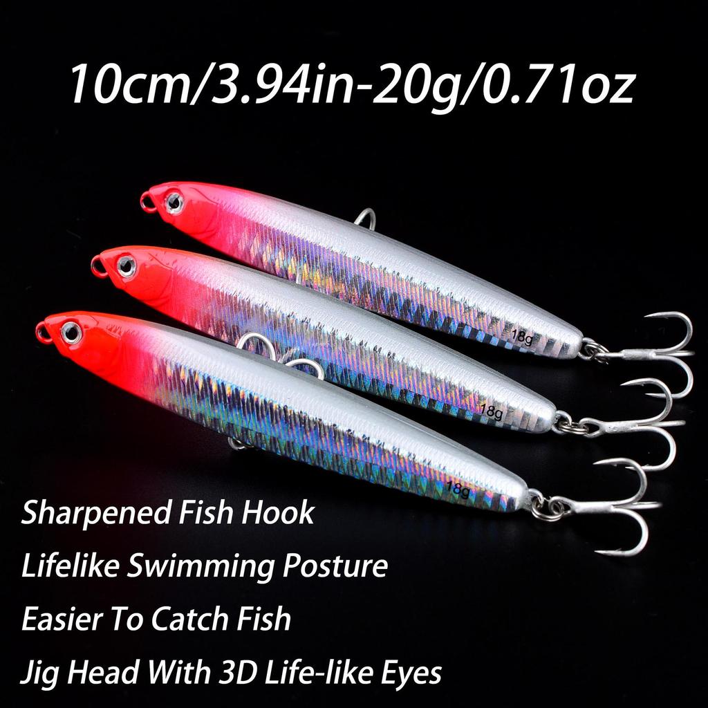 Clearance Long-Throw Casting Pencil Lure with Four-Fold Blood Groove Hook for Bass Fishing