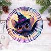 2D Mandala Wind Chime with Wizard Hat & Bat Design - Metal Hanging Decor for Garden, Indoor & Outdoor Use, Perfect for Halloween, Thanksgiving