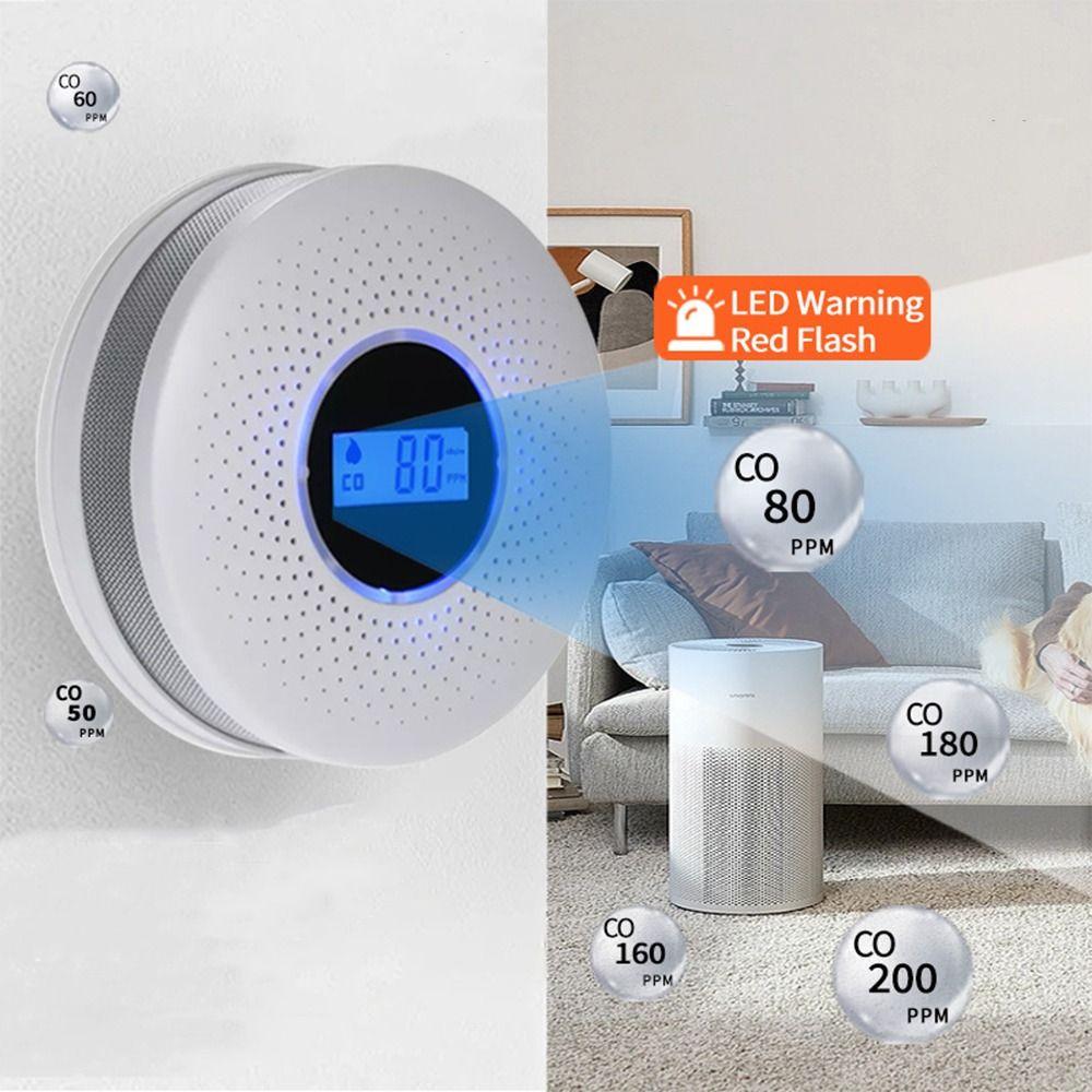 2 in 1 CO Monoxide Alarm LCD Display Smoke Alarm Air Quality Monitor CO Monitor  Travel